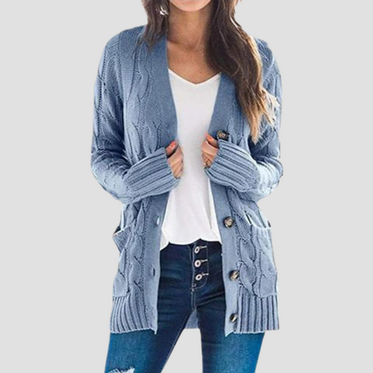 Ruth - Women's cable knit long cardigan sweater