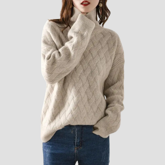 Elise - Women’s Turtleneck Cable Knit Sweater