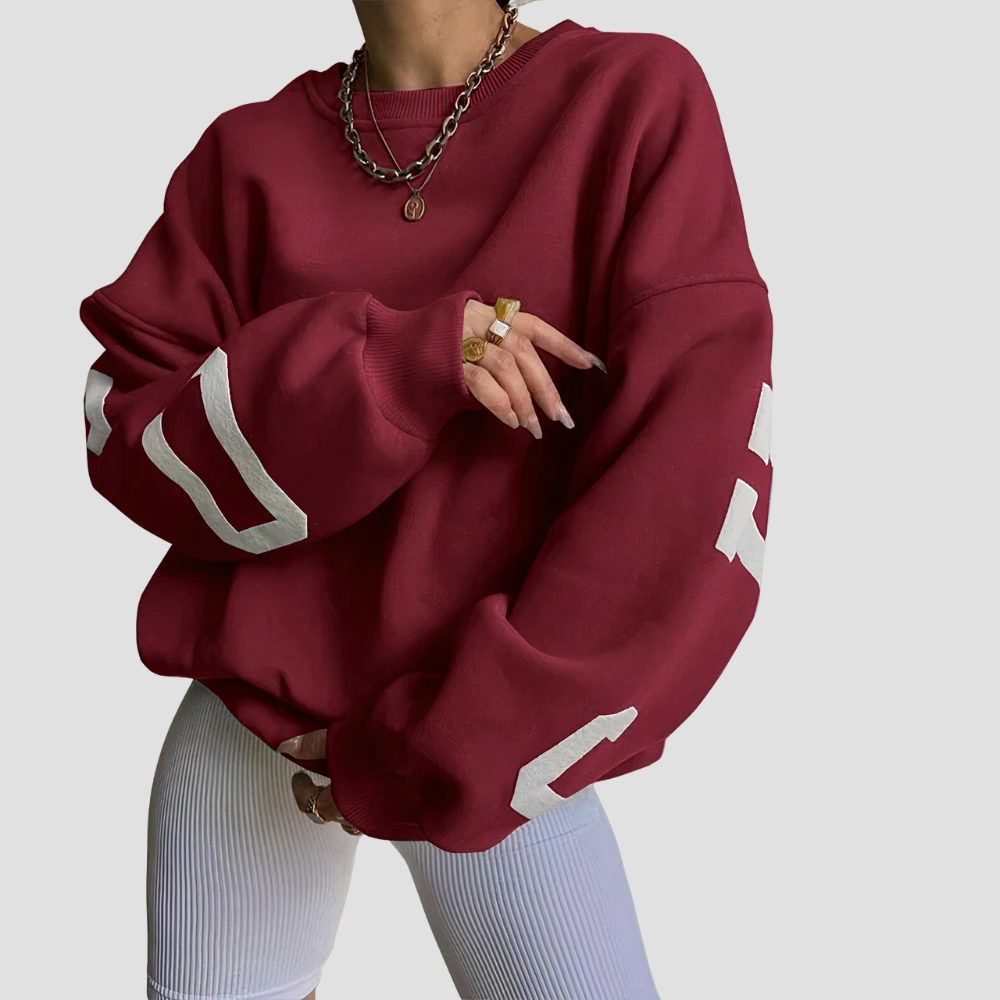 Agnes - Long-sleeved sweatshirt with printed letters and crew neck for women