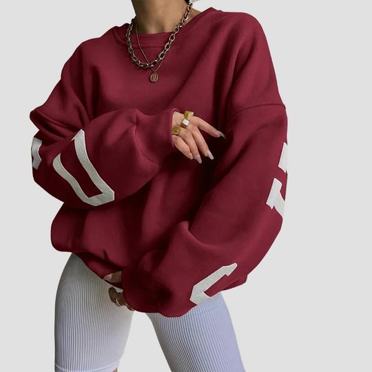 Agnes - Long-sleeved sweatshirt with printed letters and crew neck for women