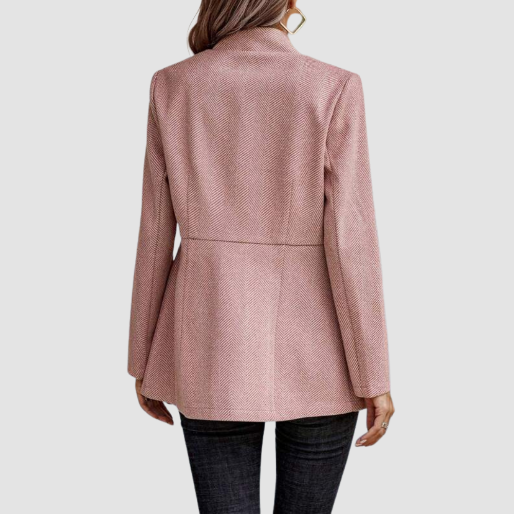 Modern Pink Plain Long-sleeved Women's Blazer Jacket