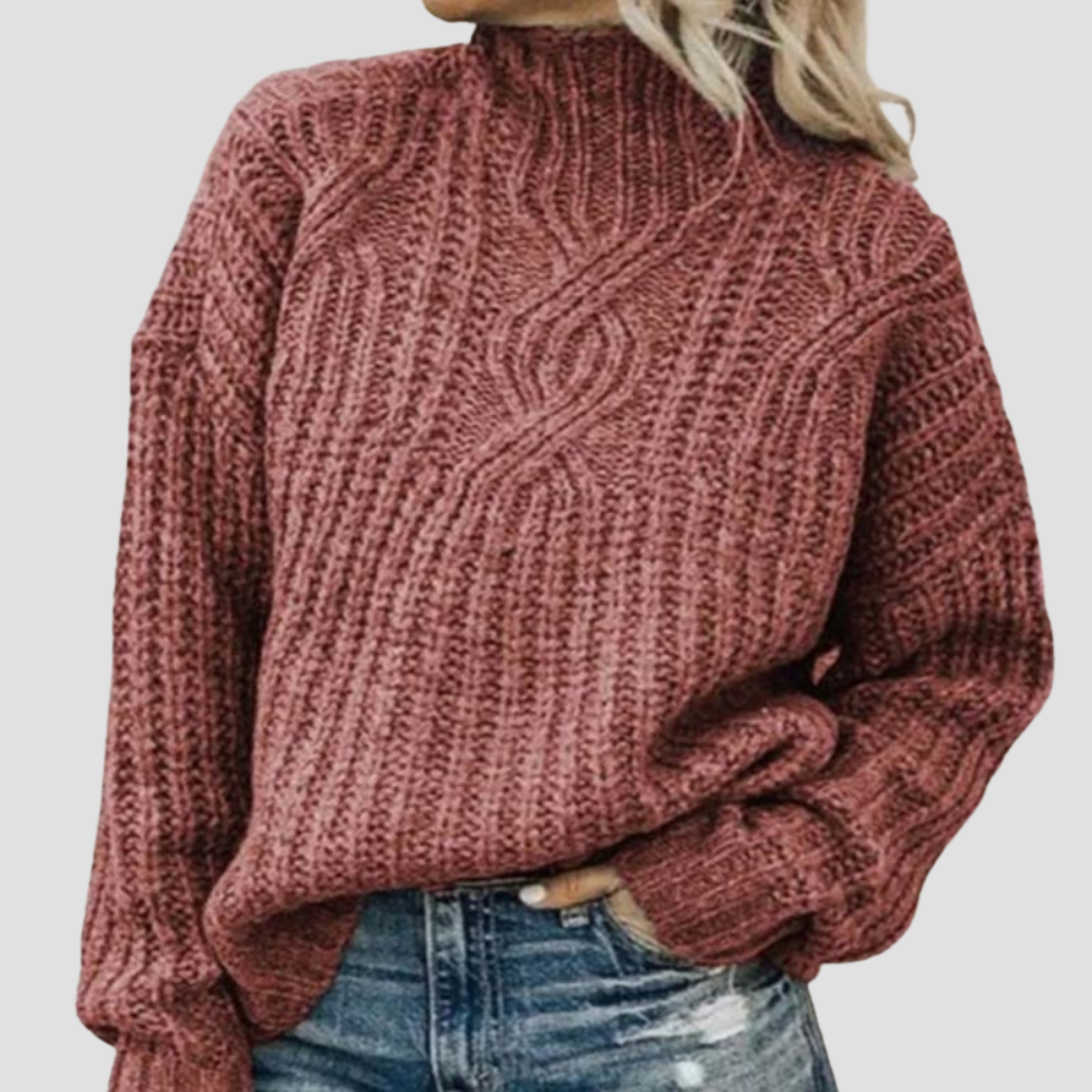 Veronica - Cable-knit turtleneck sweater for women