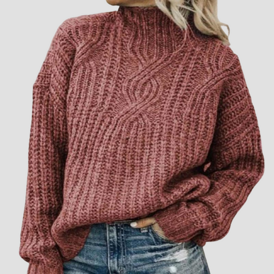 Veronica - Cable-knit turtleneck sweater for women