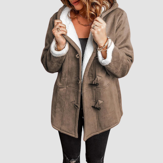 Women Toggle Button Sherpa Coat