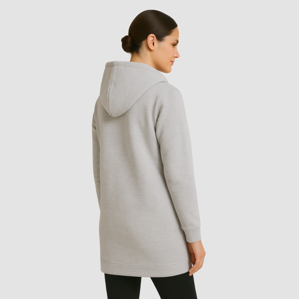 Women Longline Zip Hoodie