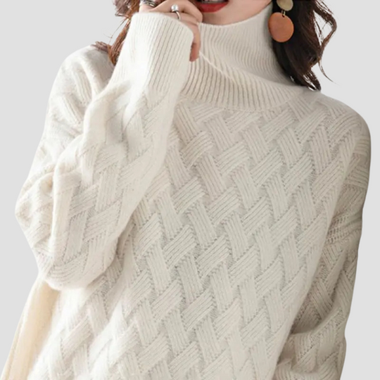 Elise - Women’s Turtleneck Cable Knit Sweater