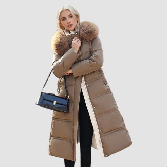 Women Modern Fur-Collar Long Puffer Coat