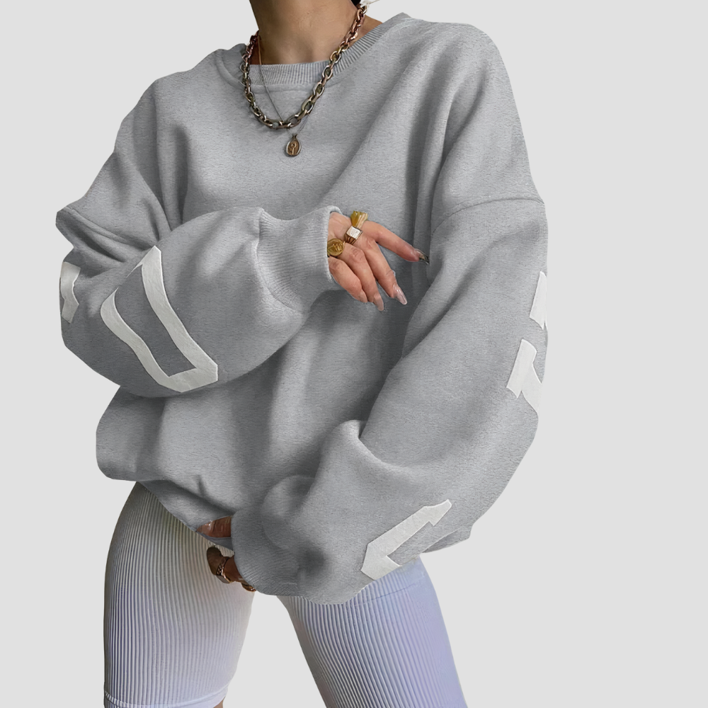 Agnes - Long-sleeved sweatshirt with printed letters and crew neck for women