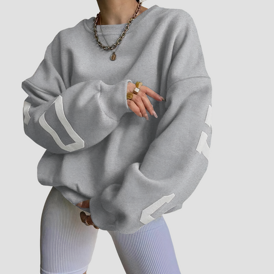 Agnes - Long-sleeved sweatshirt with printed letters and crew neck for women