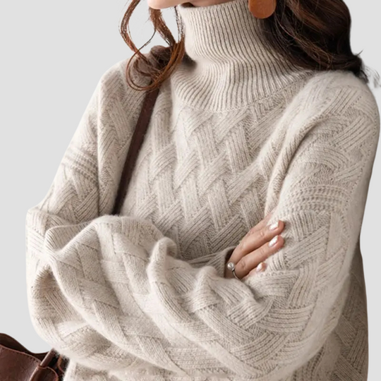 Elise - Women’s Turtleneck Cable Knit Sweater