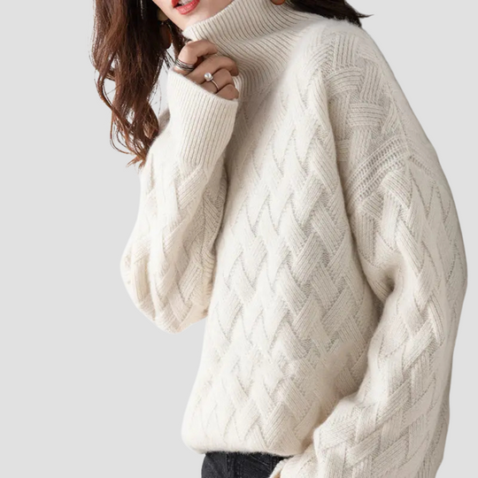 Elise - Women’s Turtleneck Cable Knit Sweater