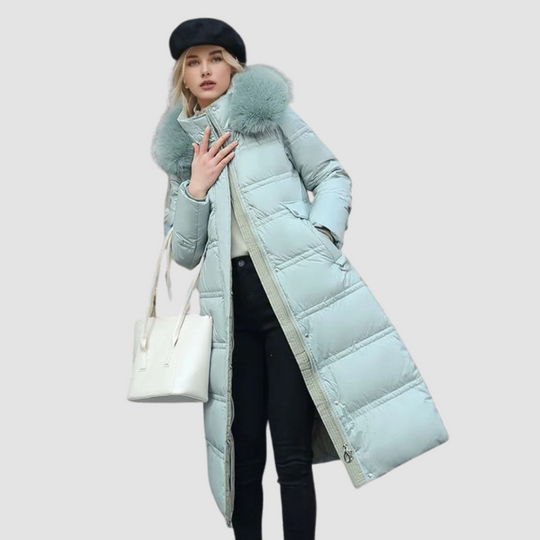 Women Modern Fur-Collar Long Puffer Coat