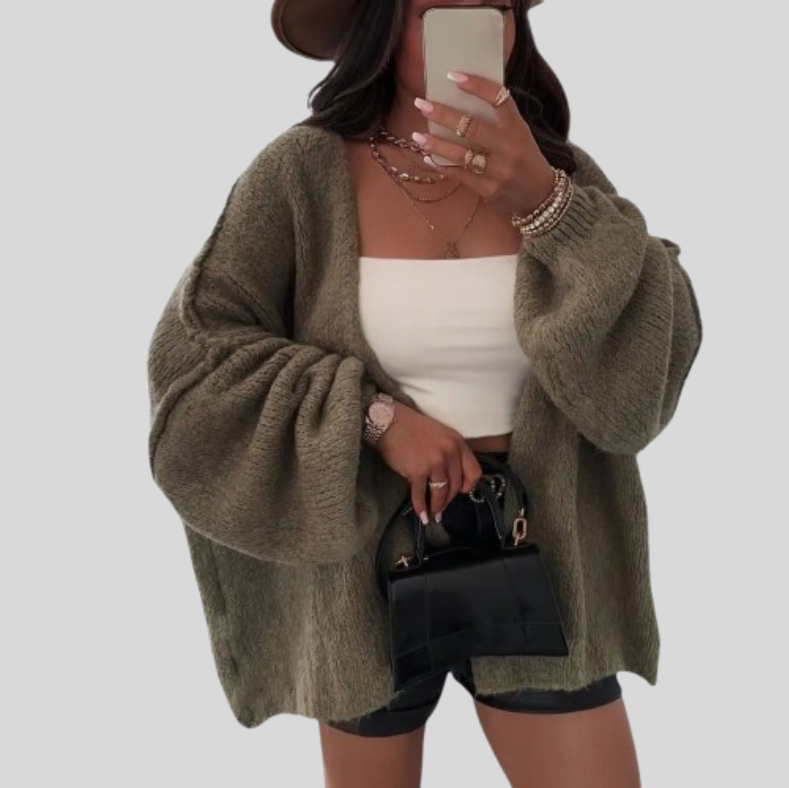 Women's Oversized Balloon Sleeve Cardigan