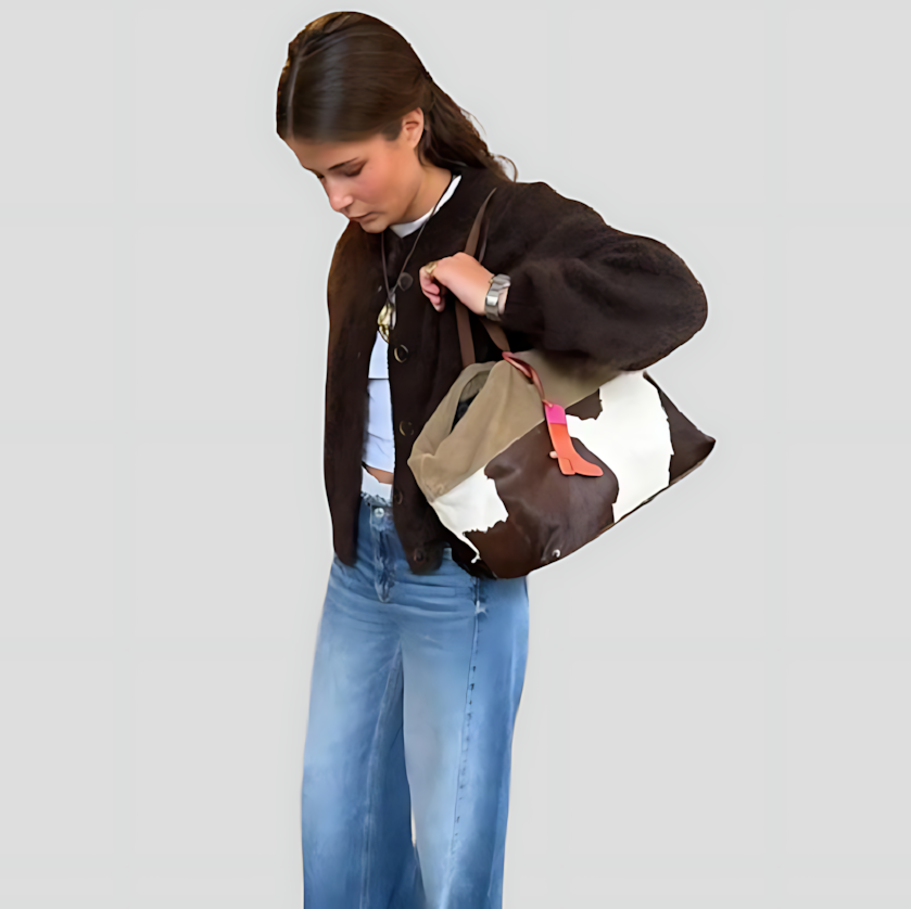 Button-Up Knit Cardigan in Brown