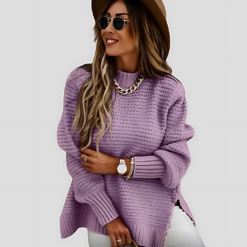 Women's Chunky Knit Sweater - Slit Hem