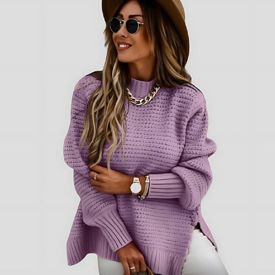 Women's Chunky Knit Sweater - Slit Hem