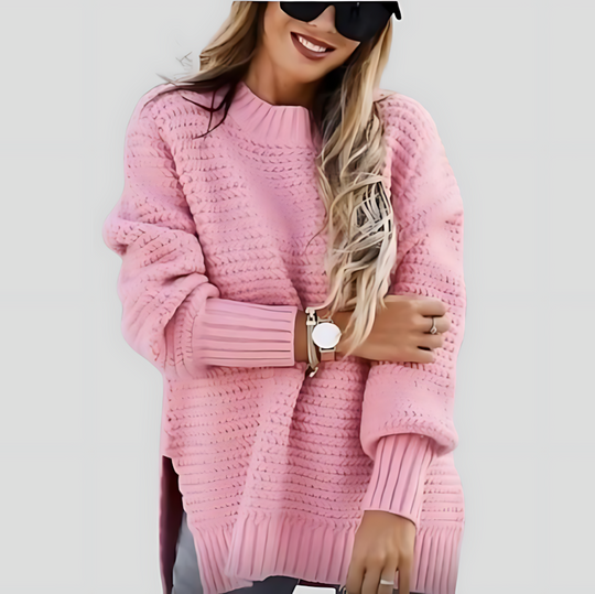 Women's Chunky Knit Sweater - Slit Hem
