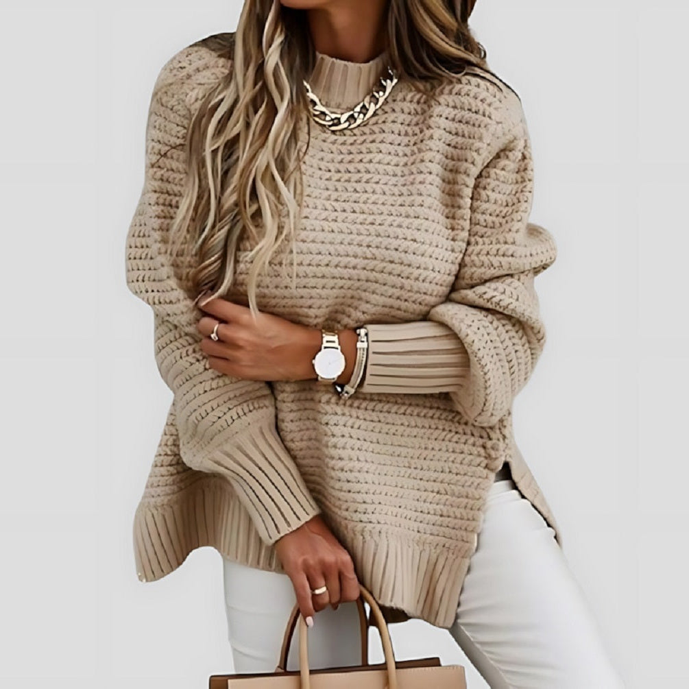 Women's Chunky Knit Sweater - Slit Hem