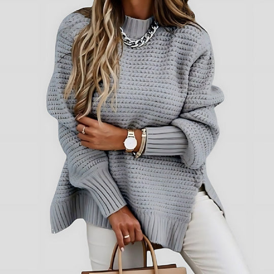 Women's Chunky Knit Sweater - Slit Hem