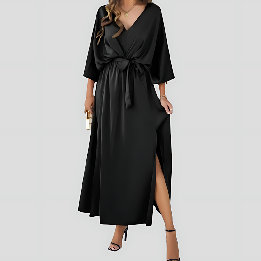 Women's V-Neck High Slit Maxi Dress