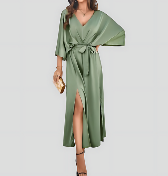 Women's V-Neck High Slit Maxi Dress
