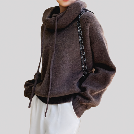 Cozy Hooded Knit Pullover Sweater for Women