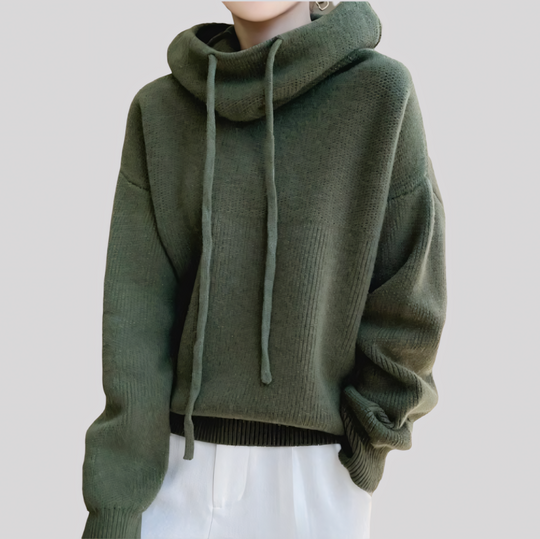 Cozy Hooded Knit Pullover Sweater for Women