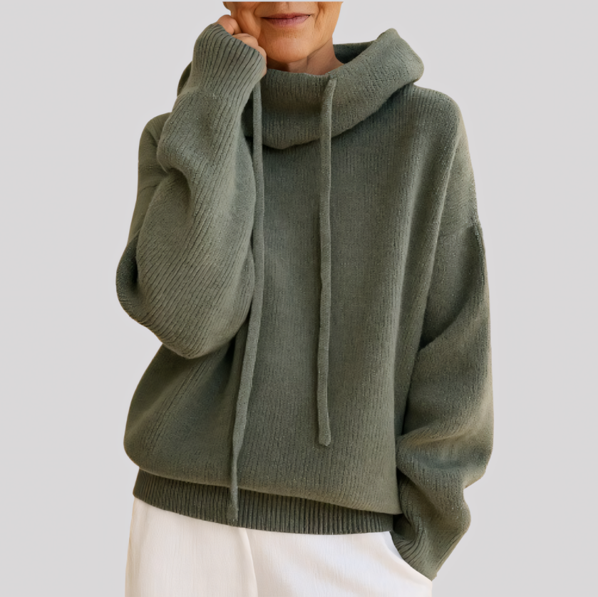 Cozy Hooded Knit Pullover Sweater for Women