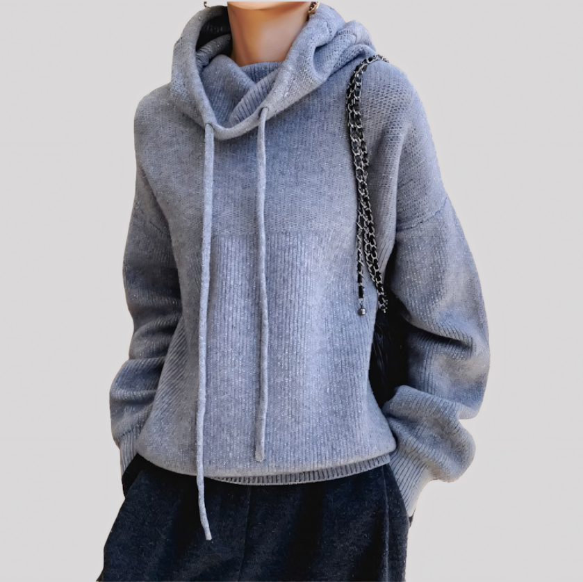 Cozy Hooded Knit Pullover Sweater for Women
