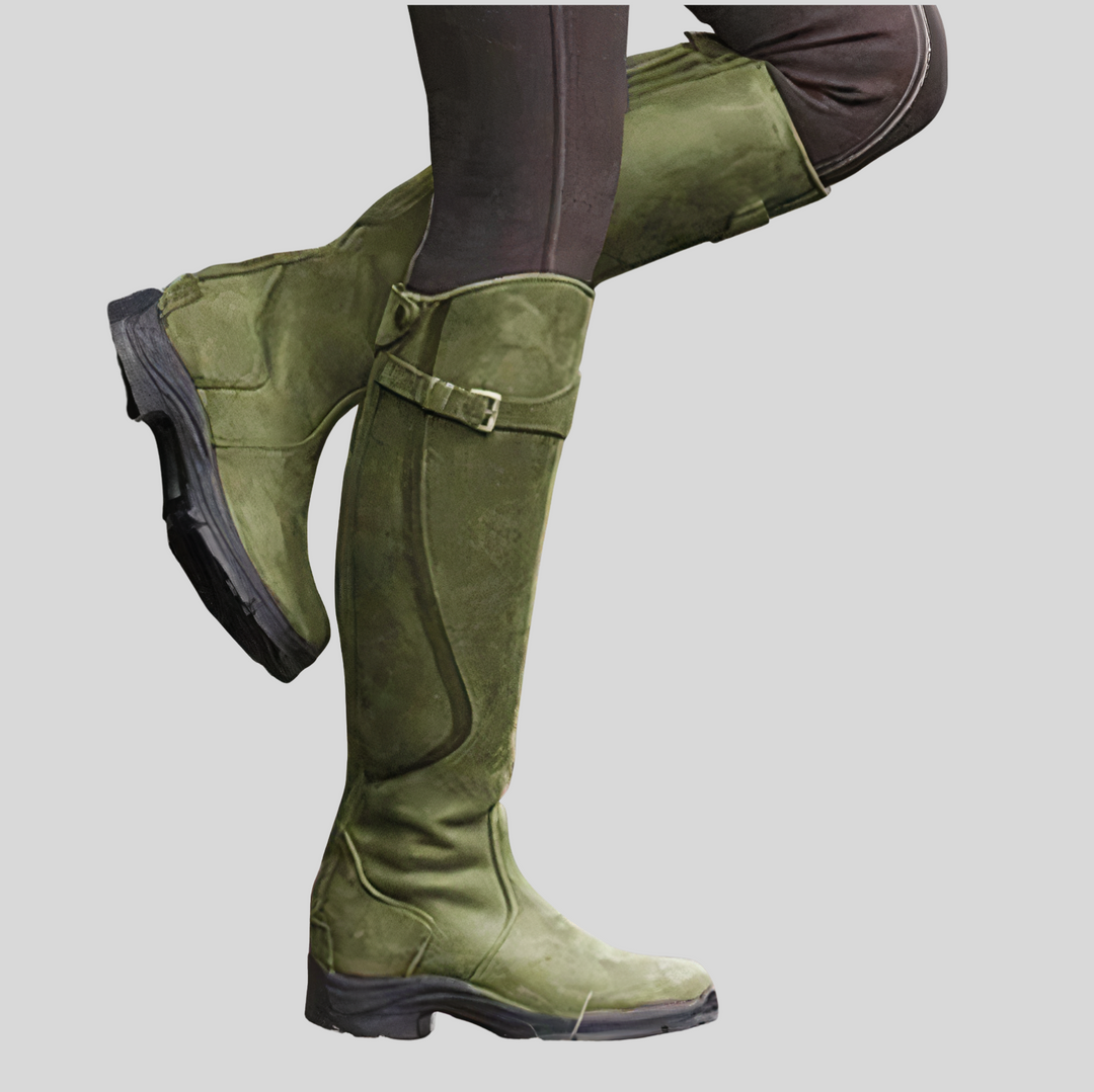 Women's Stylish Knee-High Boots with Buckle Detail