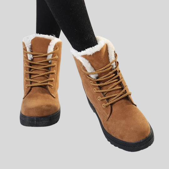 Women's Lace-Up Ankle Boots with Textured Lining – Winter Edition