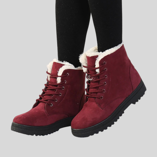 Women's Lace-Up Ankle Boots with Textured Lining – Winter Edition