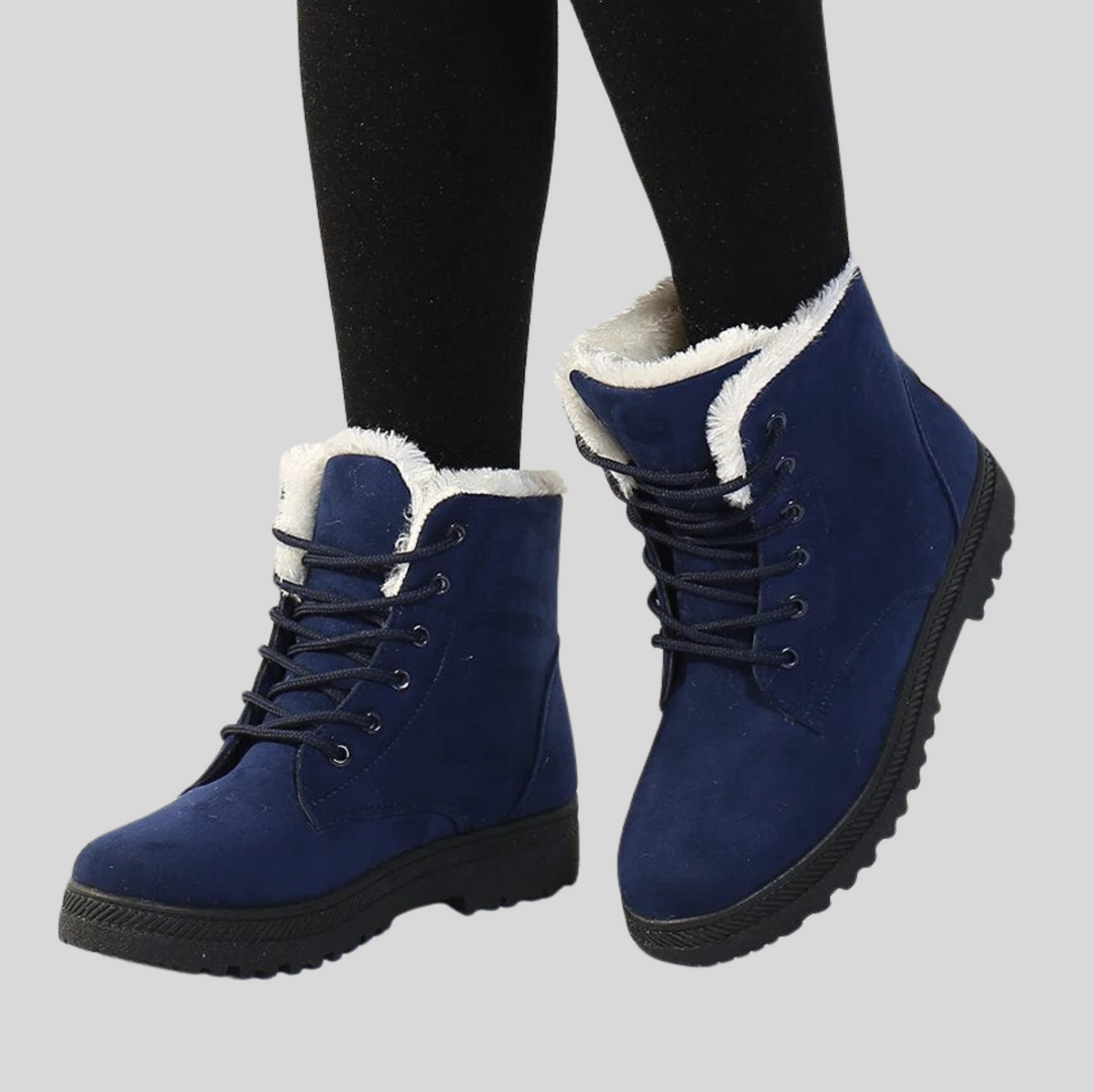Women's Lace-Up Ankle Boots with Textured Lining – Winter Edition