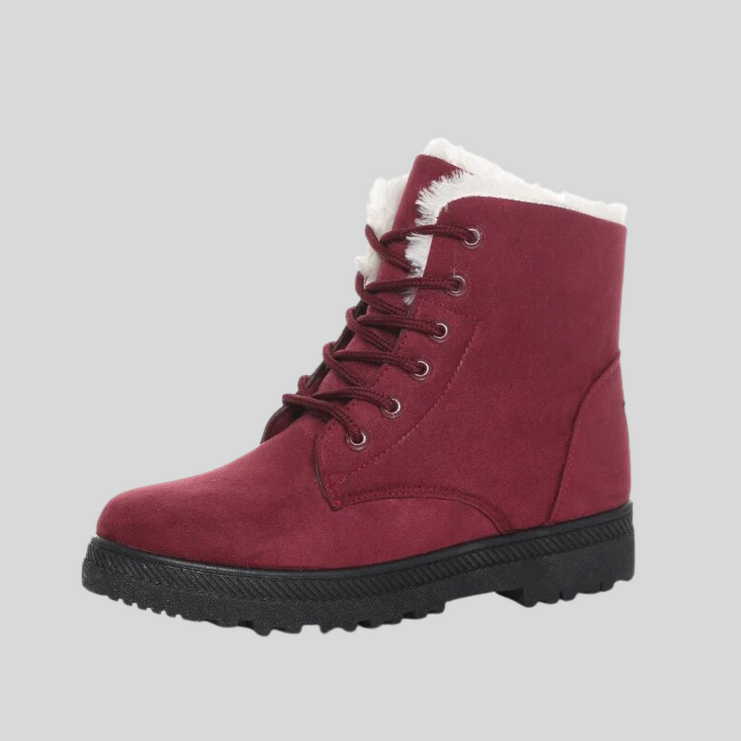 Women's Lace-Up Ankle Boots with Textured Lining – Winter Edition