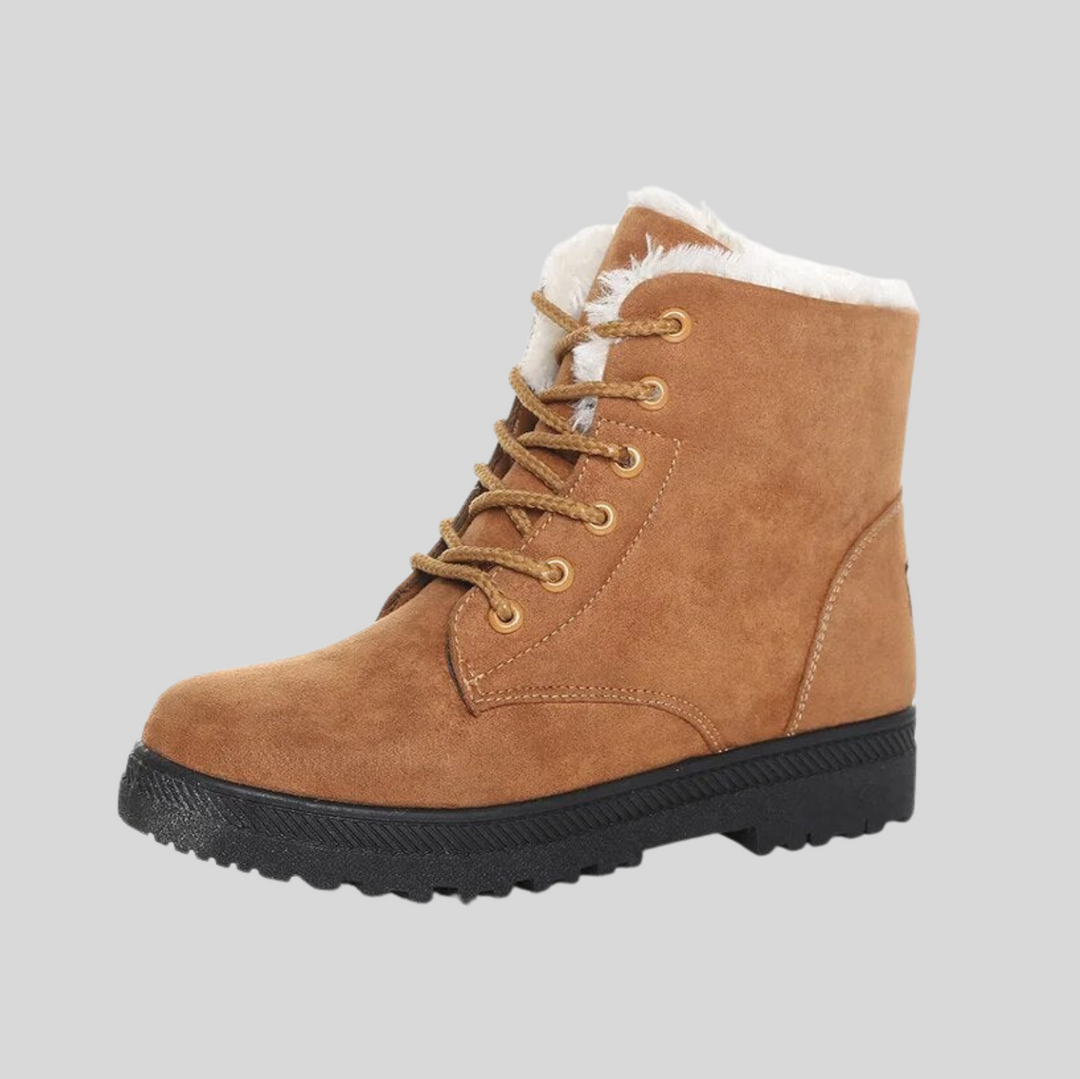 Women's Lace-Up Ankle Boots with Textured Lining – Winter Edition