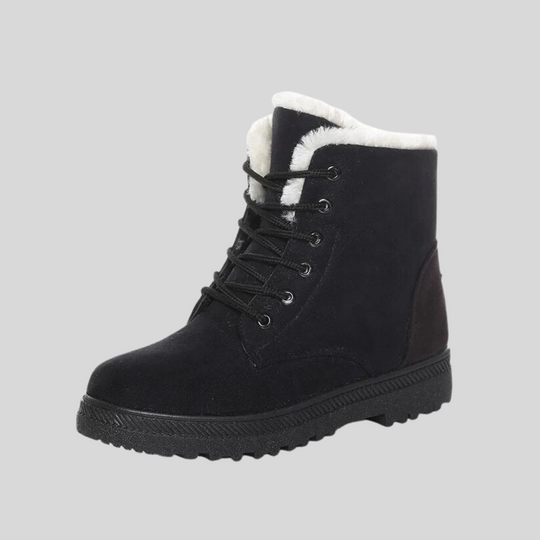 Women's Lace-Up Ankle Boots with Textured Lining – Winter Edition