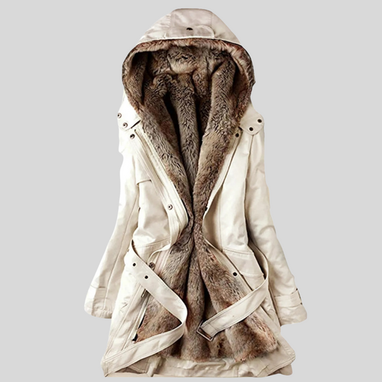 Women's Long Hooded Parka Coat for Winter Days
