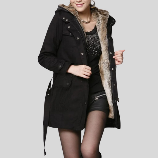Women's Long Hooded Parka Coat for Winter Days