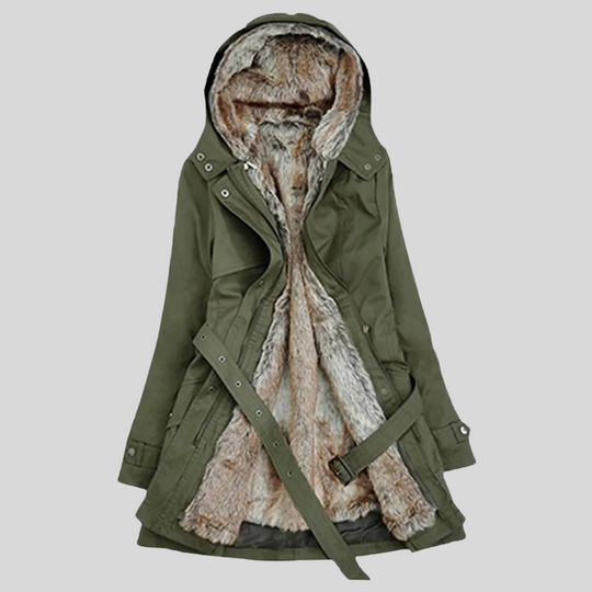 Women's Long Hooded Parka Coat for Winter Days