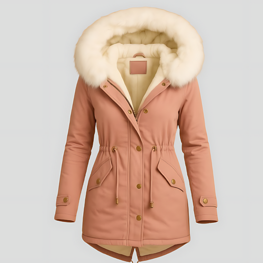 Women's Long Winter Parka Coat with Faux Fur Hood