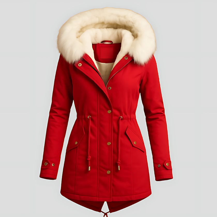 Women's Long Winter Parka Coat with Faux Fur Hood