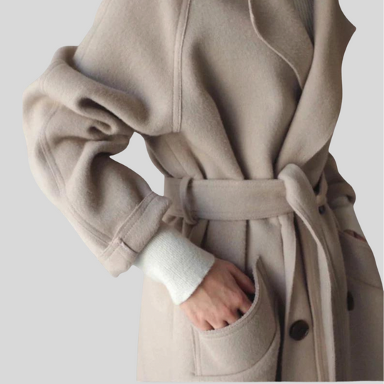 Women's Longline Double-Breasted Overcoat with Belt
