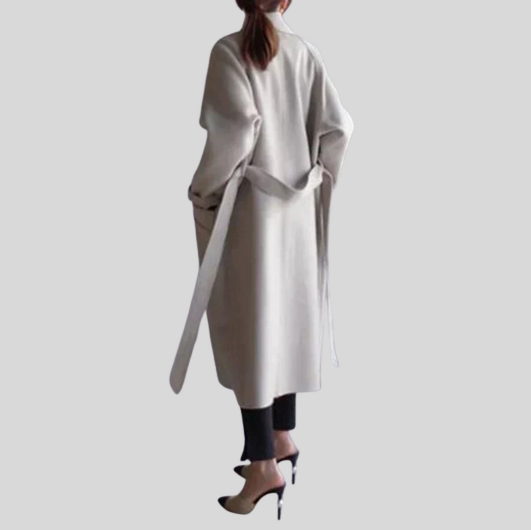 Women's Longline Double-Breasted Overcoat with Belt