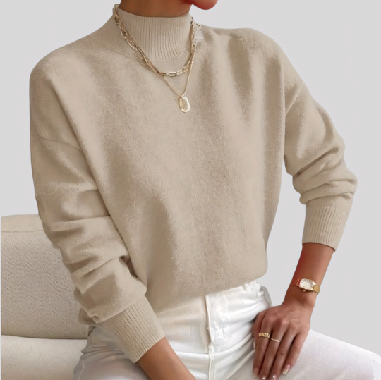 Women's Knit Ribbed Mock Neck Sweater