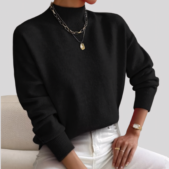 Women's Knit Ribbed Mock Neck Sweater