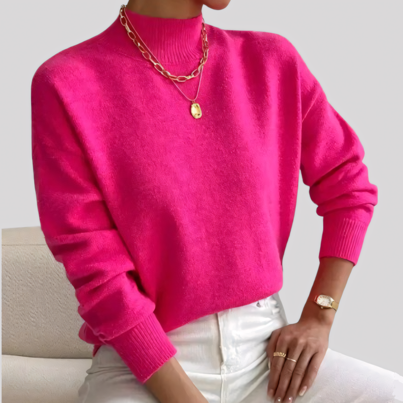Women's Knit Ribbed Mock Neck Sweater
