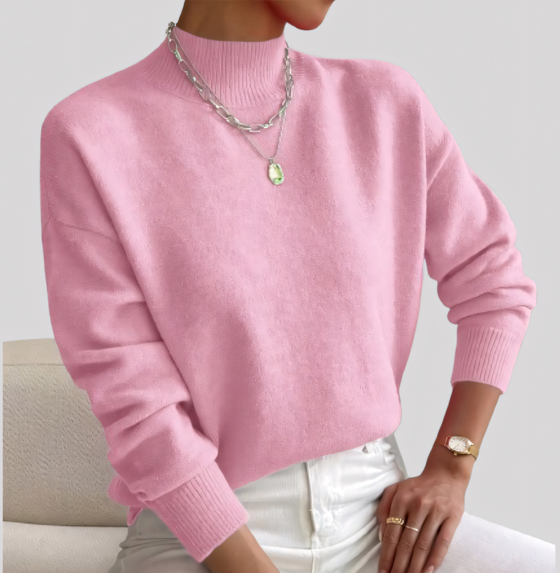 Women's Knit Ribbed Mock Neck Sweater