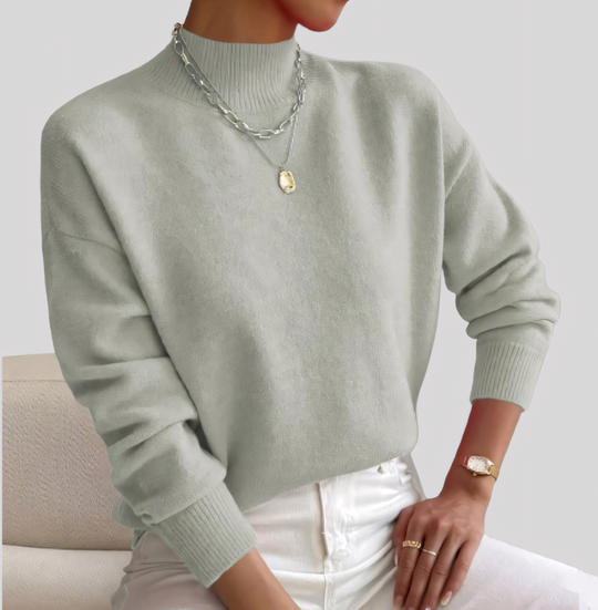 Women's Knit Ribbed Mock Neck Sweater