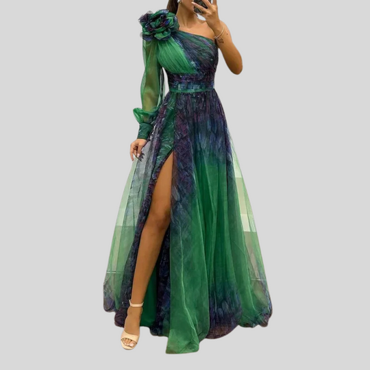 Women's Chic One-Shoulder Pleated Party Maxi Dress