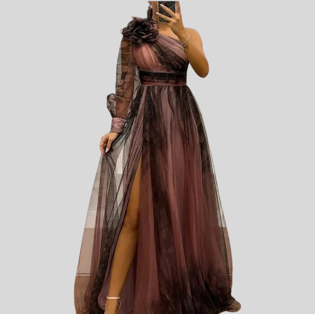 Women's Chic One-Shoulder Pleated Party Maxi Dress